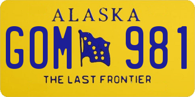 AK license plate GOM981
