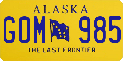AK license plate GOM985