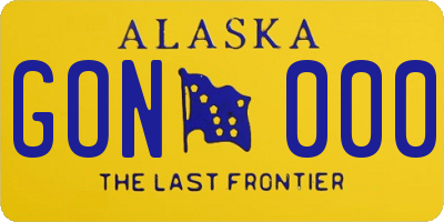 AK license plate GON000