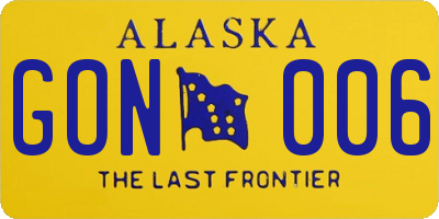 AK license plate GON006