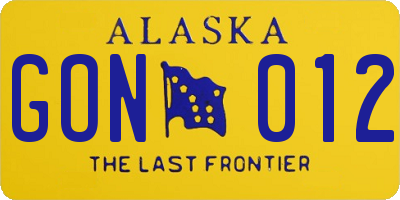 AK license plate GON012