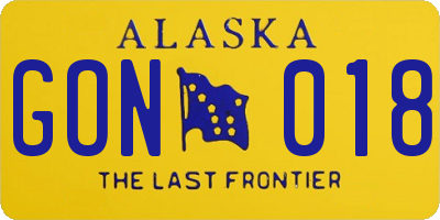 AK license plate GON018