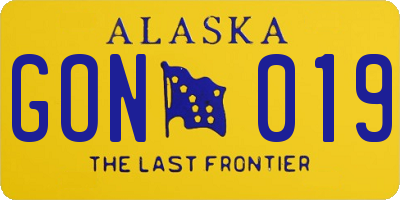 AK license plate GON019