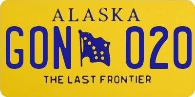AK license plate GON020