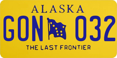 AK license plate GON032