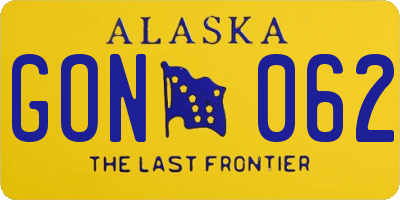 AK license plate GON062