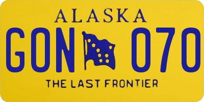AK license plate GON070