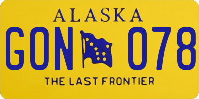 AK license plate GON078