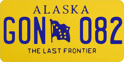AK license plate GON082
