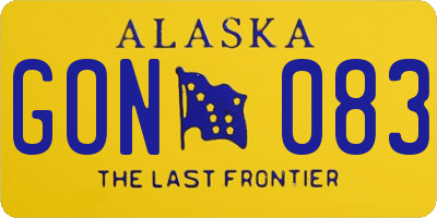 AK license plate GON083