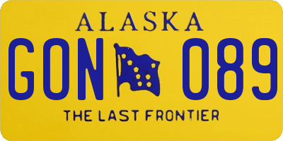 AK license plate GON089