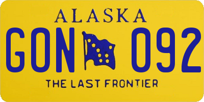AK license plate GON092