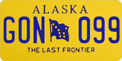 AK license plate GON099