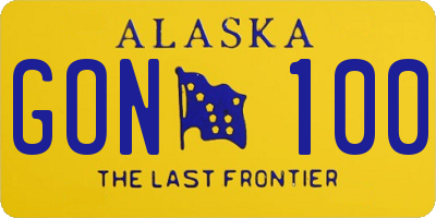 AK license plate GON100