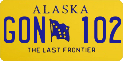 AK license plate GON102