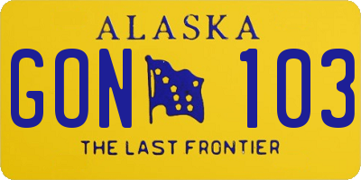 AK license plate GON103
