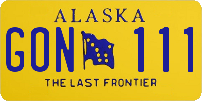 AK license plate GON111
