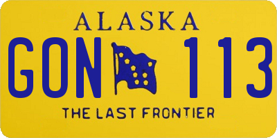 AK license plate GON113