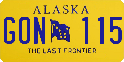 AK license plate GON115