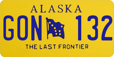 AK license plate GON132
