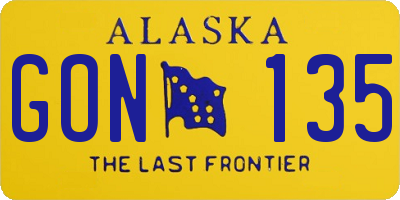 AK license plate GON135