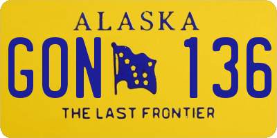 AK license plate GON136