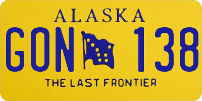 AK license plate GON138