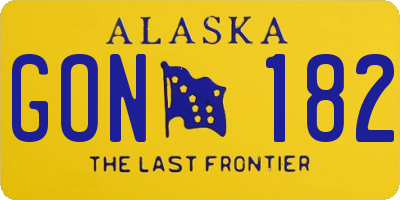 AK license plate GON182