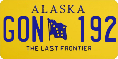 AK license plate GON192