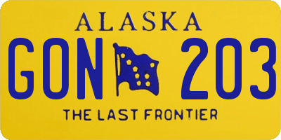 AK license plate GON203