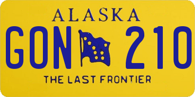 AK license plate GON210