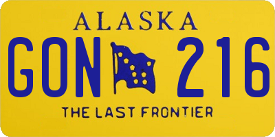AK license plate GON216