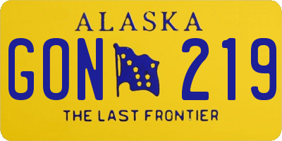 AK license plate GON219