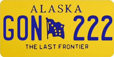 AK license plate GON222