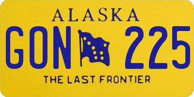 AK license plate GON225