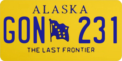 AK license plate GON231
