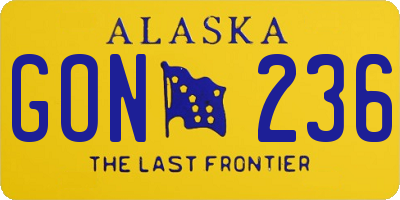 AK license plate GON236