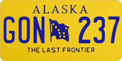 AK license plate GON237