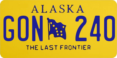 AK license plate GON240