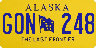 AK license plate GON248