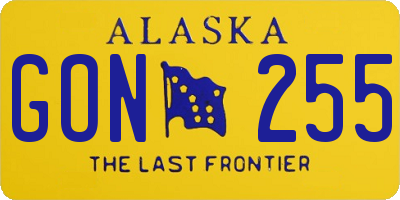 AK license plate GON255