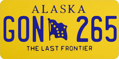 AK license plate GON265