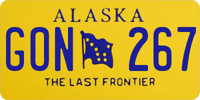 AK license plate GON267