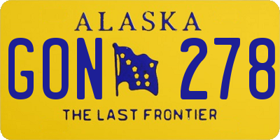 AK license plate GON278
