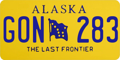 AK license plate GON283