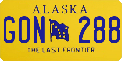 AK license plate GON288