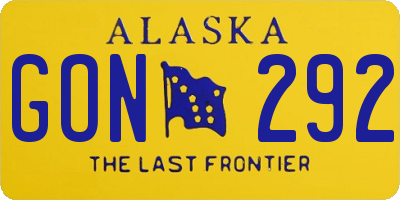 AK license plate GON292