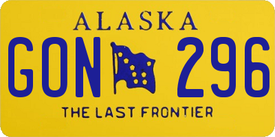 AK license plate GON296