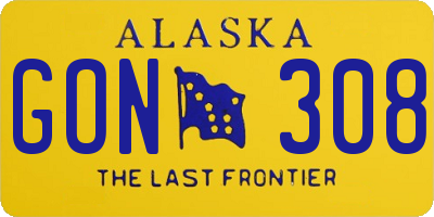 AK license plate GON308