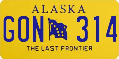 AK license plate GON314